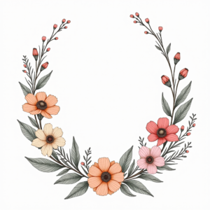 Coloring Pages — Delicate Line-art Bouquet Of Wildflowers With Printable / Etsy #0031 (Midjourney)