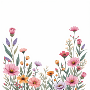 Coloring Pages — Delicate Line-art Bouquet Of Wildflowers With Printable / Etsy #0091 (Midjourney)