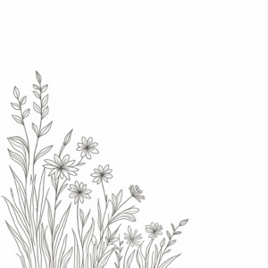 Coloring Pages — Delicate Line-art Bouquet Of Wildflowers With Printable / Etsy #0133 (Firefly)