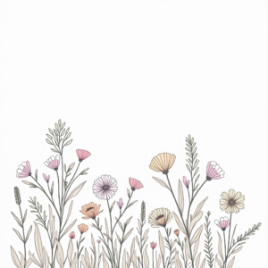Coloring Pages — Delicate Line-art Bouquet Of Wildflowers With Printable / Etsy #0163 (Midjourney)