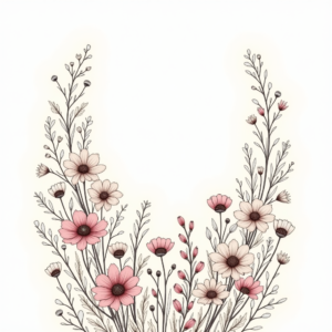 Coloring Pages — Delicate Line-art Bouquet Of Wildflowers With Printable / Etsy #0181 (Firefly)