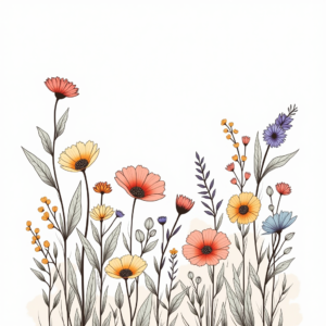 Coloring Pages — Delicate Line-art Bouquet Of Wildflowers With Printable / Etsy #0261 (FLUX)