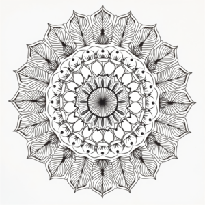 Coloring Pages — Intricate Mandala Pattern Radiating From A Printable / Etsy #0075 (Ideogram)