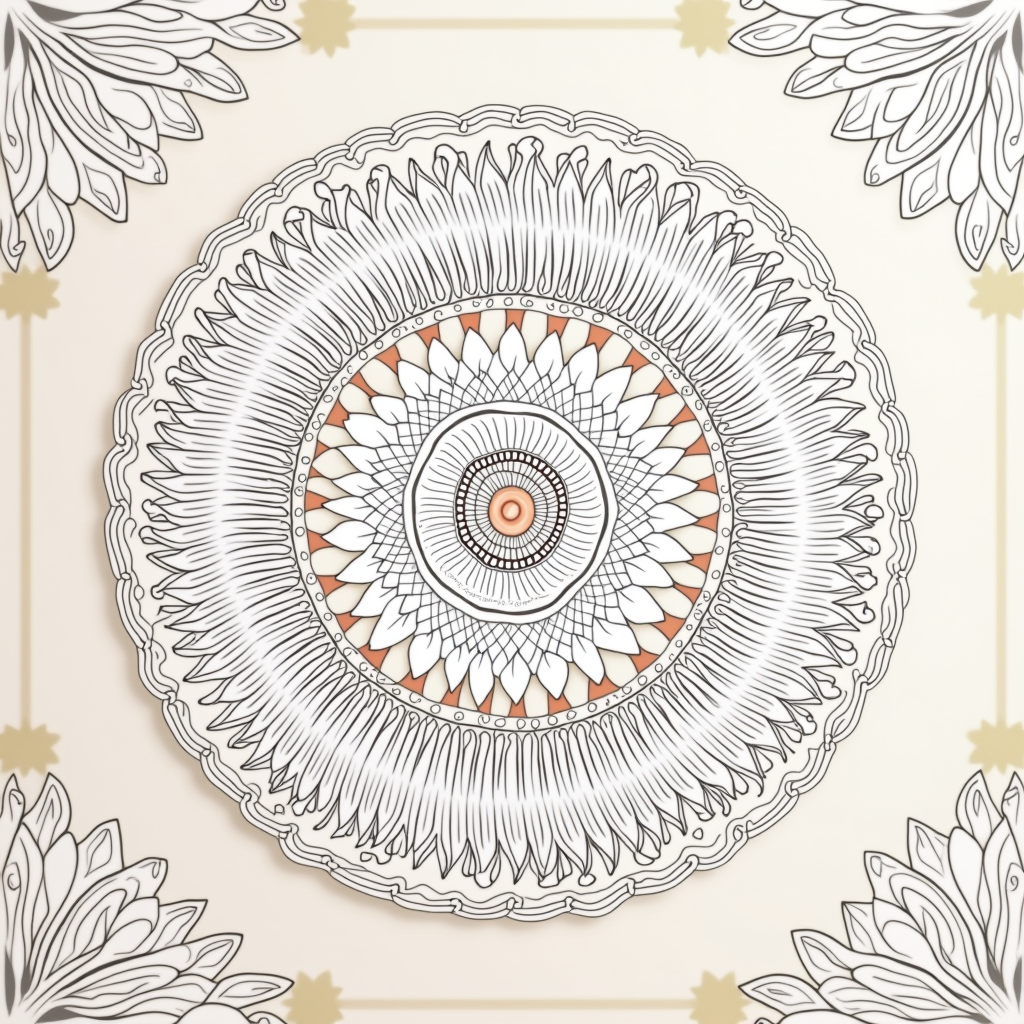 Coloring Pages — Intricate Mandala Pattern Radiating From A Printable / Etsy #0099 (Ideogram)