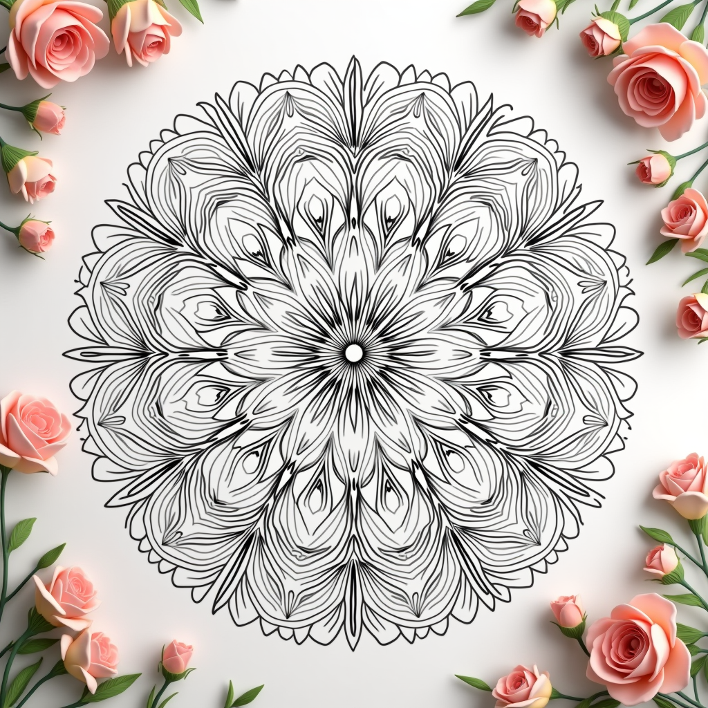 Coloring Pages — Intricate Mandala Pattern Radiating From A Printable / Etsy #0105 (FLUX)