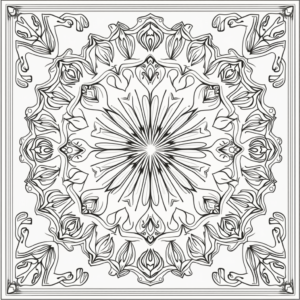 Coloring Pages — Intricate Mandala Pattern Radiating From A Printable / Etsy #0159 (Ideogram)