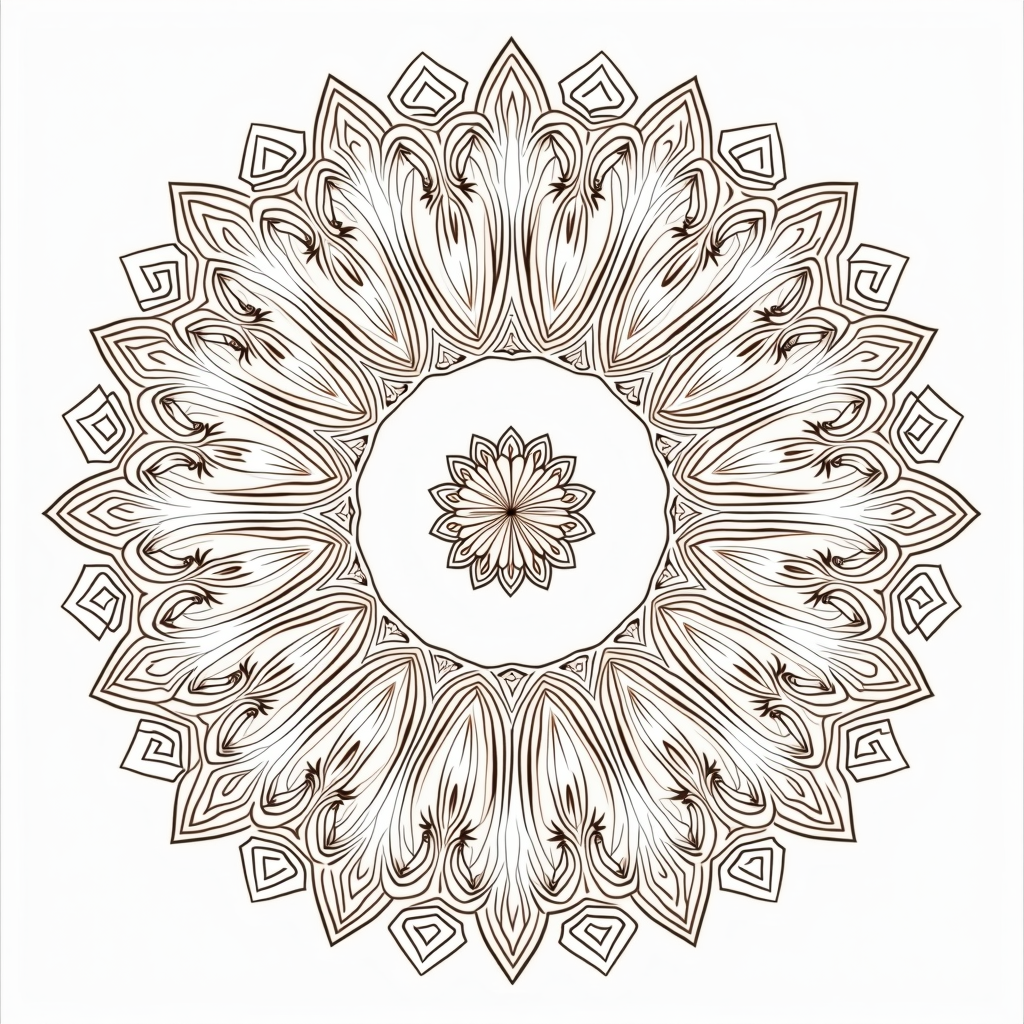 Coloring Pages — Intricate Mandala Pattern Radiating From A Printable / Etsy #0329 (Seedream)