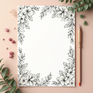 Coloring Pages — Nostalgic Vintage-postcard-style Botanical Illustration Printable / Etsy #0066 (Dreamina)