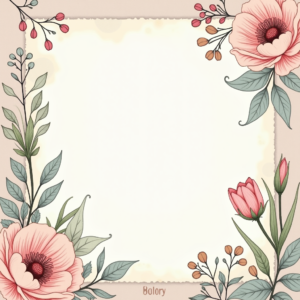 Coloring Pages — Nostalgic Vintage-postcard-style Botanical Illustration Printable / Etsy #0096 (ChatGPT)