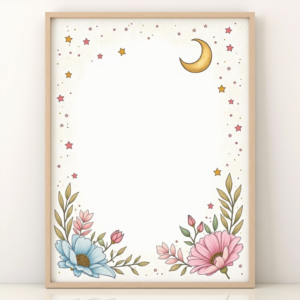 Coloring Pages — Soft Watercolor-style Moon-and-stars Nursery Motif Printable / Etsy #0089 (Seedream)