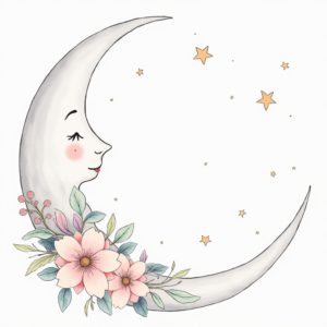 Coloring Pages — Soft Watercolor-style Moon-and-stars Nursery Motif Printable / Etsy #0131 (Gemini)