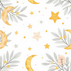 Coloring Pages — Soft Watercolor-style Moon-and-stars Nursery Motif Printable / Etsy #0191 (Gemini)
