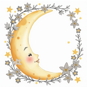 Coloring Pages — Soft Watercolor-style Moon-and-stars Nursery Motif Printable / Etsy #0241 (Firefly)