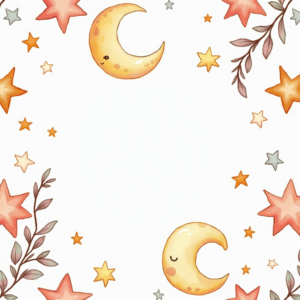 Coloring Pages — Soft Watercolor-style Moon-and-stars Nursery Motif Printable / Etsy #0307 (Midjourney)