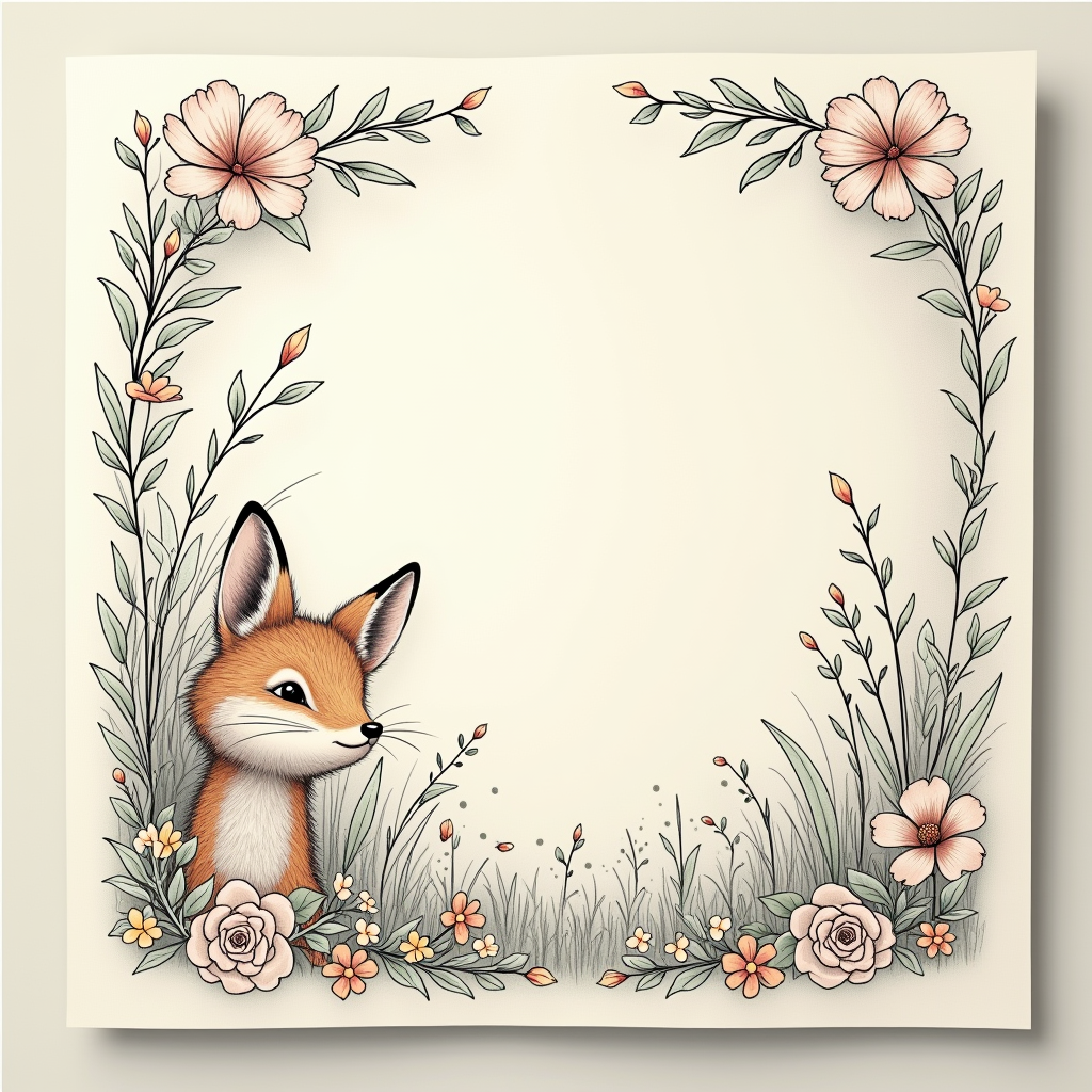 Coloring Pages — Whimsical Woodland-creature Illustration Peeking Through Soft Printable / Etsy #0070 (Krea)