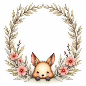 Coloring Pages — Whimsical Woodland-creature Illustration Peeking Through Soft Printable / Etsy #0312 (ChatGPT)