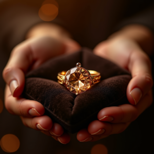 Cosmetics — Faceted Gemstone Ring Nestled In Dark Product Ads #0011 (FLUX)