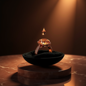 Cosmetics — Faceted Gemstone Ring Nestled In Dark Product Ads #0083 (FLUX)