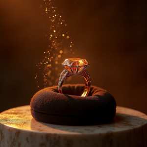 Cosmetics — Faceted Gemstone Ring Nestled In Dark Product Ads #0095 (FLUX)