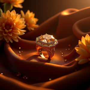 Cosmetics — Faceted Gemstone Ring Nestled In Dark Product Ads #0131 (FLUX)