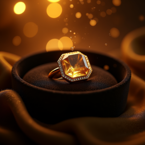 Cosmetics — Faceted Gemstone Ring Nestled In Dark Product Ads #0203 (FLUX)