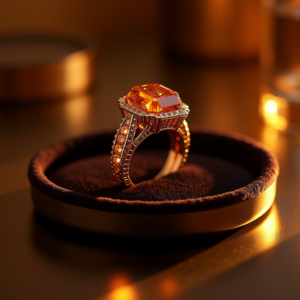 Cosmetics — Faceted Gemstone Ring Nestled In Dark Product Ads #0215 (FLUX)
