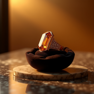 Cosmetics — Faceted Gemstone Ring Nestled In Dark Product Ads #0303 (Firefly)