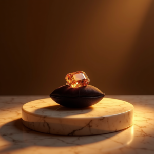 Cosmetics — Faceted Gemstone Ring Nestled In Dark Product Ads #0321 (Midjourney)