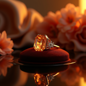 Cosmetics — Faceted Gemstone Ring Nestled In Dark Product Ads #0339 (Firefly)