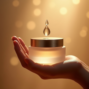 Cosmetics — Frosted-glass Cosmetics Jar With A Brushed-silver Product Ads #0008 (Dreamina)