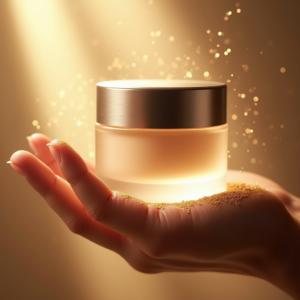 Cosmetics — Frosted-glass Cosmetics Jar With A Brushed-silver Product Ads #0020 (Dreamina)