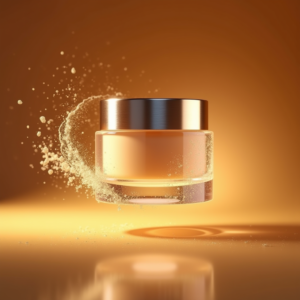 Cosmetics — Frosted-glass Cosmetics Jar With A Brushed-silver Product Ads #0056 (Dreamina)