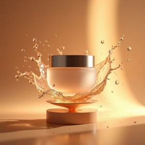 Cosmetics — Frosted-glass Cosmetics Jar With A Brushed-silver Product Ads #0068 (Dreamina)