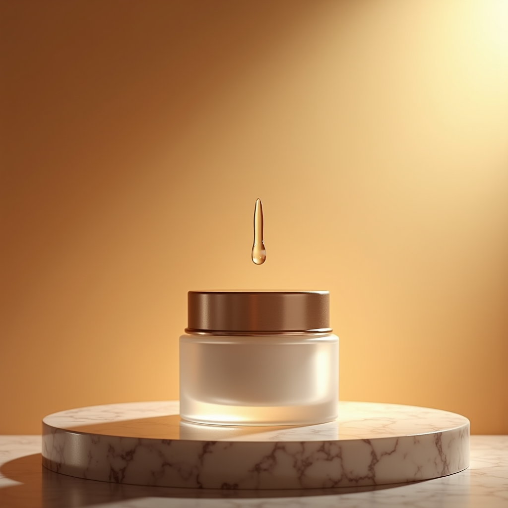 Cosmetics — Frosted-glass Cosmetics Jar With A Brushed-silver Product Ads #0080 (Dreamina)