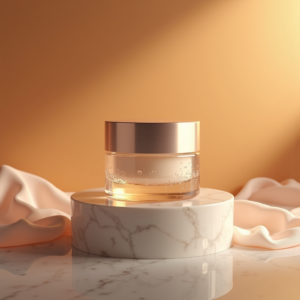 Cosmetics — Frosted-glass Cosmetics Jar With A Brushed-silver Product Ads #0098 (ChatGPT)