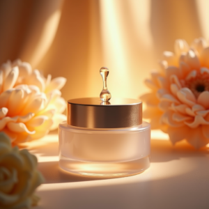 Cosmetics — Frosted-glass Cosmetics Jar With A Brushed-silver Product Ads #0116 (Dreamina)
