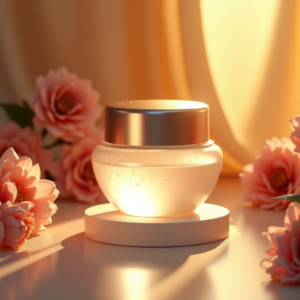 Cosmetics — Frosted-glass Cosmetics Jar With A Brushed-silver Product Ads #0140 (Dreamina)