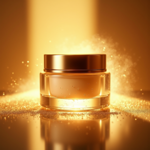 Cosmetics — Frosted-glass Cosmetics Jar With A Brushed-silver Product Ads #0200 (Dreamina)