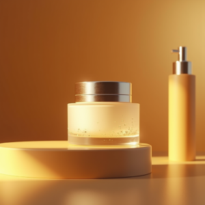 Cosmetics — Frosted-glass Cosmetics Jar With A Brushed-silver Product Ads #0212 (Dreamina)