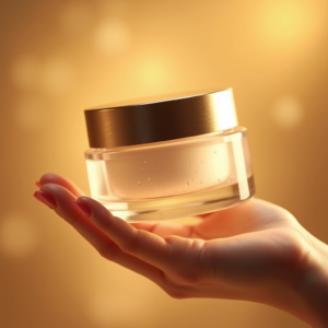 Cosmetics — Frosted-glass Cosmetics Jar With A Brushed-silver Product Ads #0218 (ChatGPT)