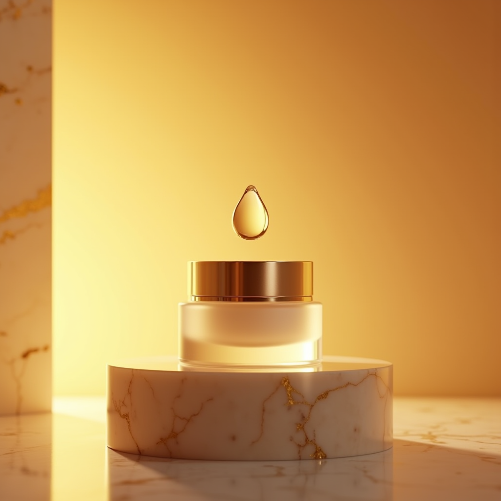 Cosmetics — Frosted-glass Cosmetics Jar With A Brushed-silver Product Ads #0294 (Leonardo)