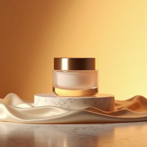 Cosmetics — Frosted-glass Cosmetics Jar With A Brushed-silver Product Ads #0312 (Krea)