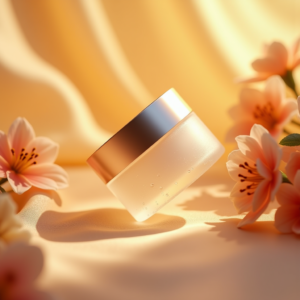 Cosmetics — Frosted-glass Cosmetics Jar With A Brushed-silver Product Ads #0324 (Krea)