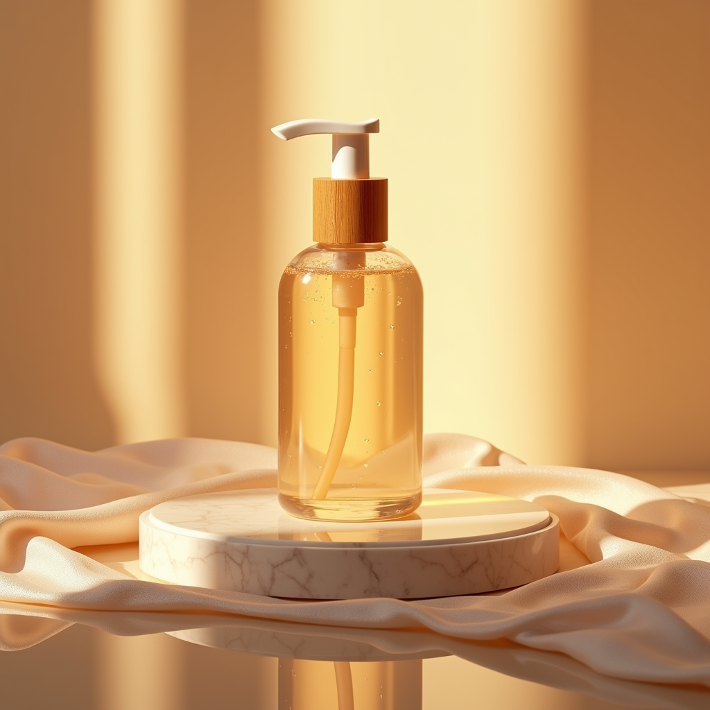 Cosmetics — Minimalist Skincare Bottle With A Bamboo Product Ads #0102 (Leonardo)