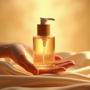 Cosmetics — Minimalist Skincare Bottle With A Bamboo Product Ads #0244 (Recraft)