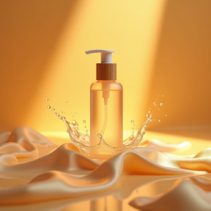 Cosmetics — Minimalist Skincare Bottle With A Bamboo Product Ads #0280 (Recraft)
