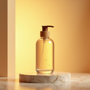 Cosmetics — Minimalist Skincare Bottle With A Bamboo Product Ads #0304 (Recraft)