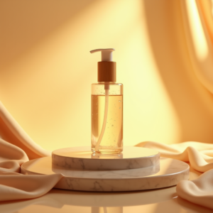 Cosmetics — Minimalist Skincare Bottle With A Bamboo Product Ads #0316 (Recraft)