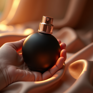 Cosmetics — Sleek Matte-black Perfume Bottle With A Product Ads #0025 (Gemini)