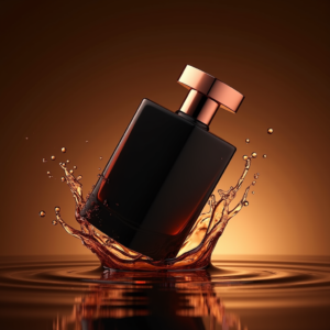 Cosmetics — Sleek Matte-black Perfume Bottle With A Product Ads #0049 (Gemini)